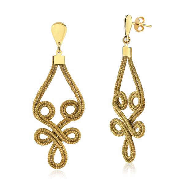Arabesque Golden Grass and Zirconia Earring