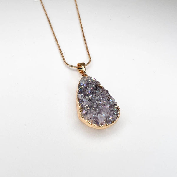 Collarbone Oval Drusas Rustic Stones Necklace