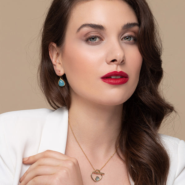 Blue Sky Agate Heart Necklace