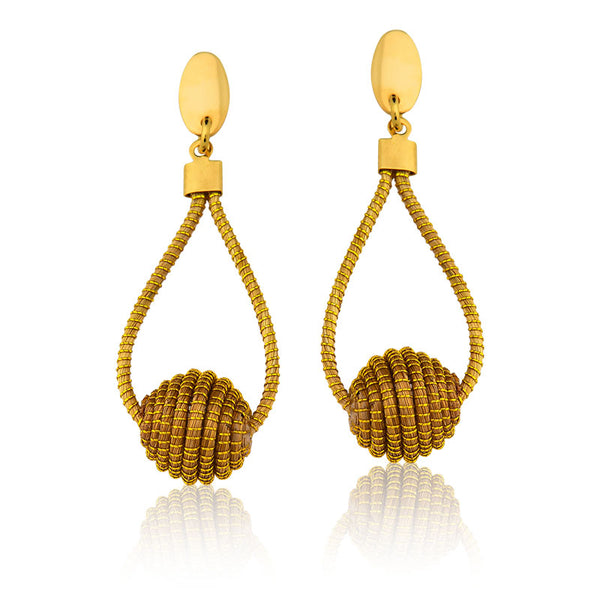 Drop earrings with Golden Grass globe pendant