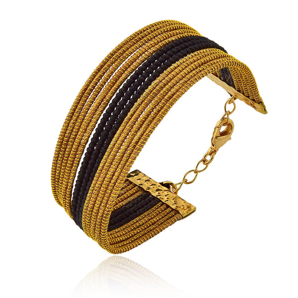 Golden Grass and Black Thread Bracelet