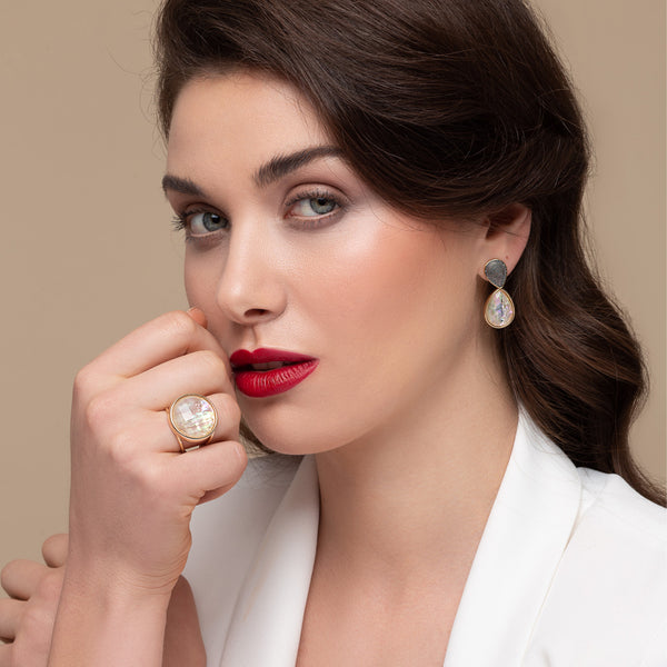 Faceted Nautilus Oval Ring