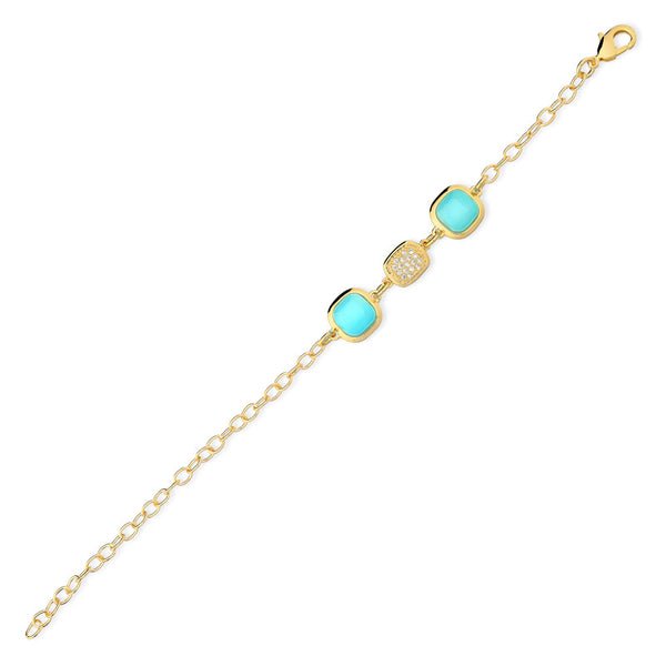 Bracelet two stones: Blue Agate and Zirconias