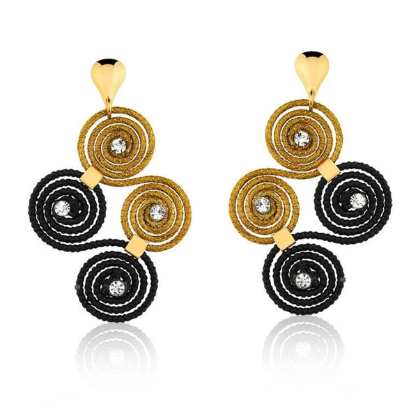 Golden Grass Earrings Infinite Mandalas and Black Cotton
