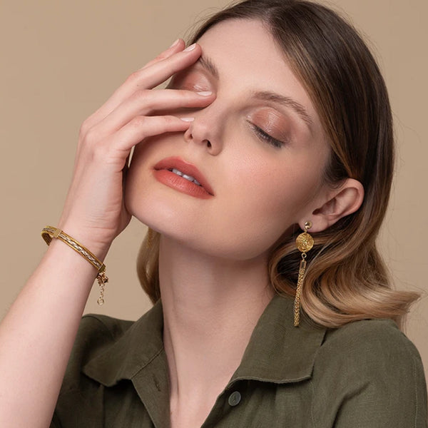 Golden Grass Globo and Fringe Earrings