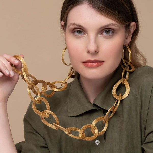 Golden Grass Hoop Earrings
