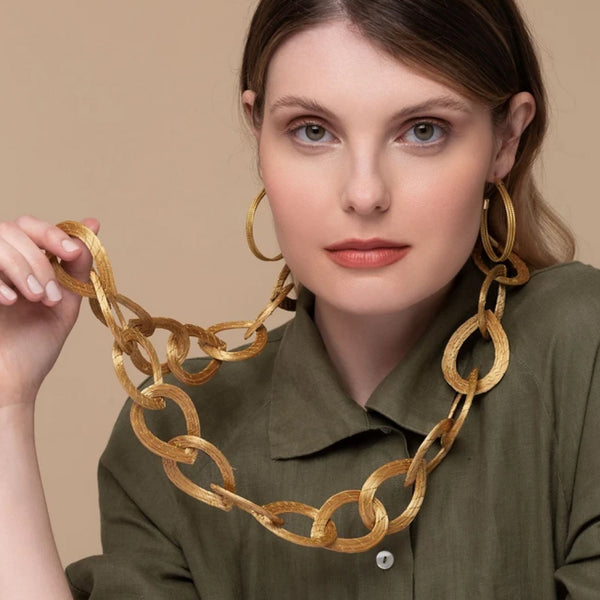 Golden Grass Interlaced Drops Necklace