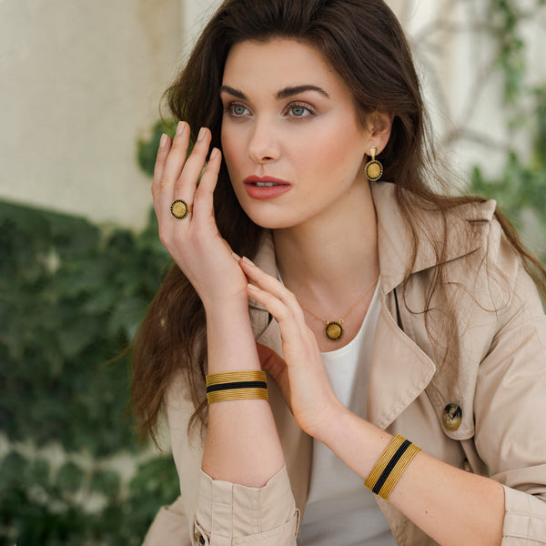 Golden Grass and Black Thread Bracelet