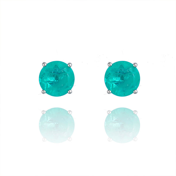 Green tourmaline Fusion Stone round earrings