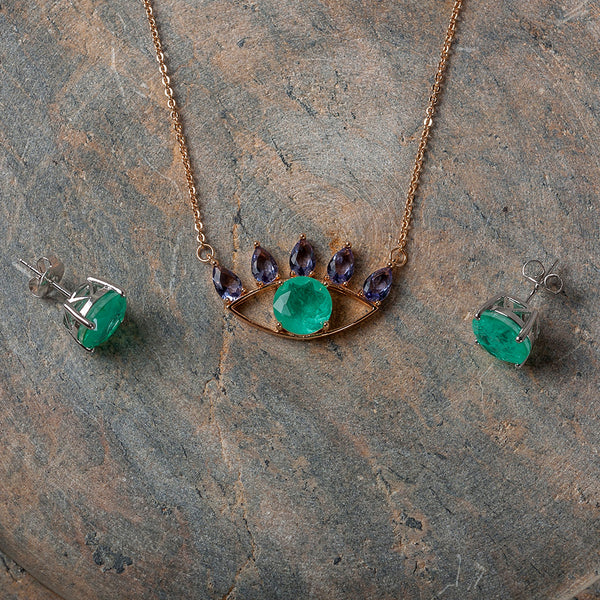 Green tourmaline Fusion Stone round earrings