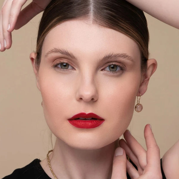 Rose Quartz drop hook earrings