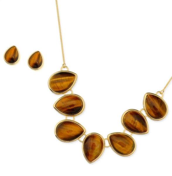 Tiger's Eye Earrings and Necklace Set