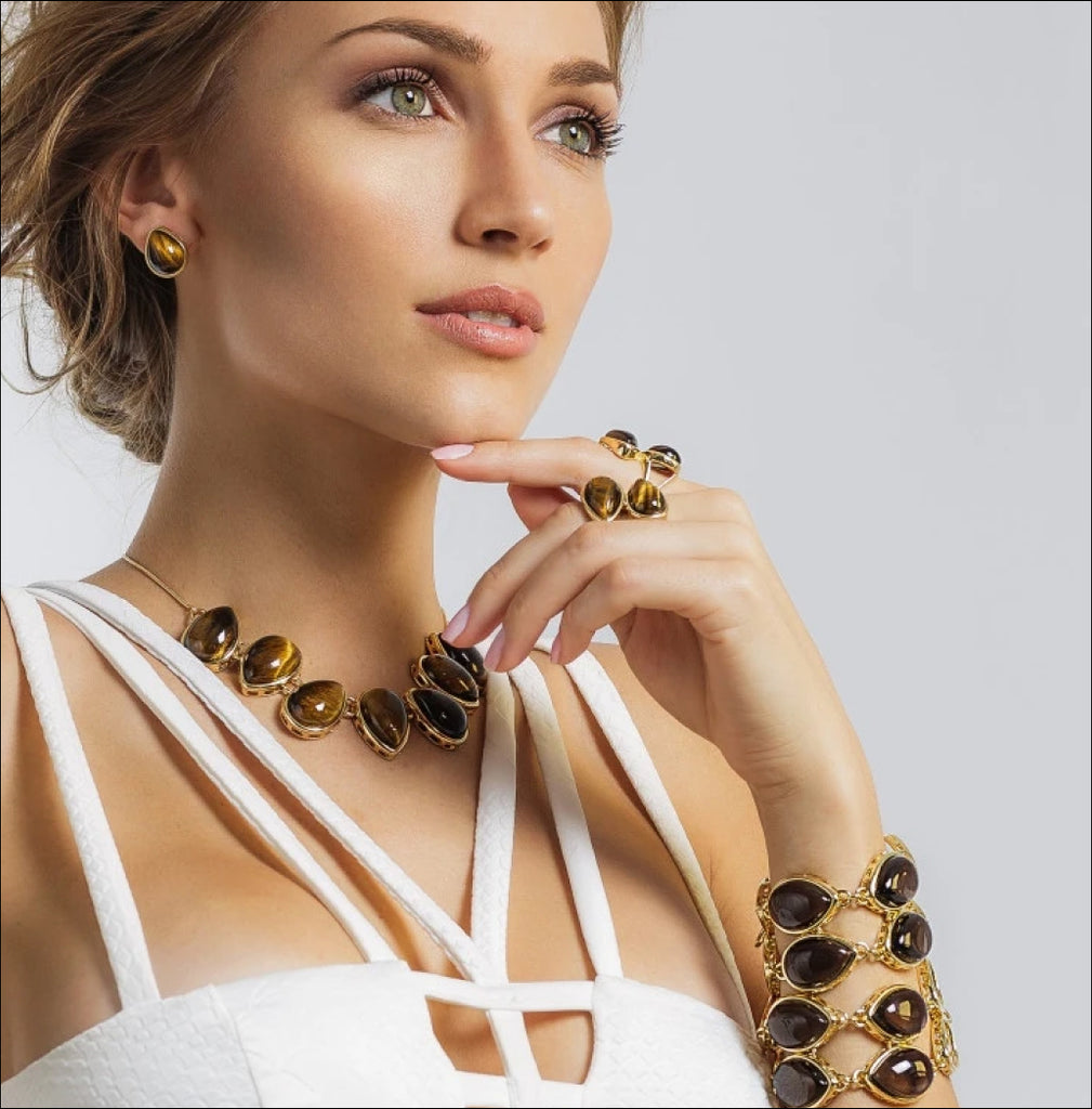 Tiger's Eye Earrings and Necklace Set