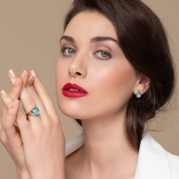 Blue Agate round earrings