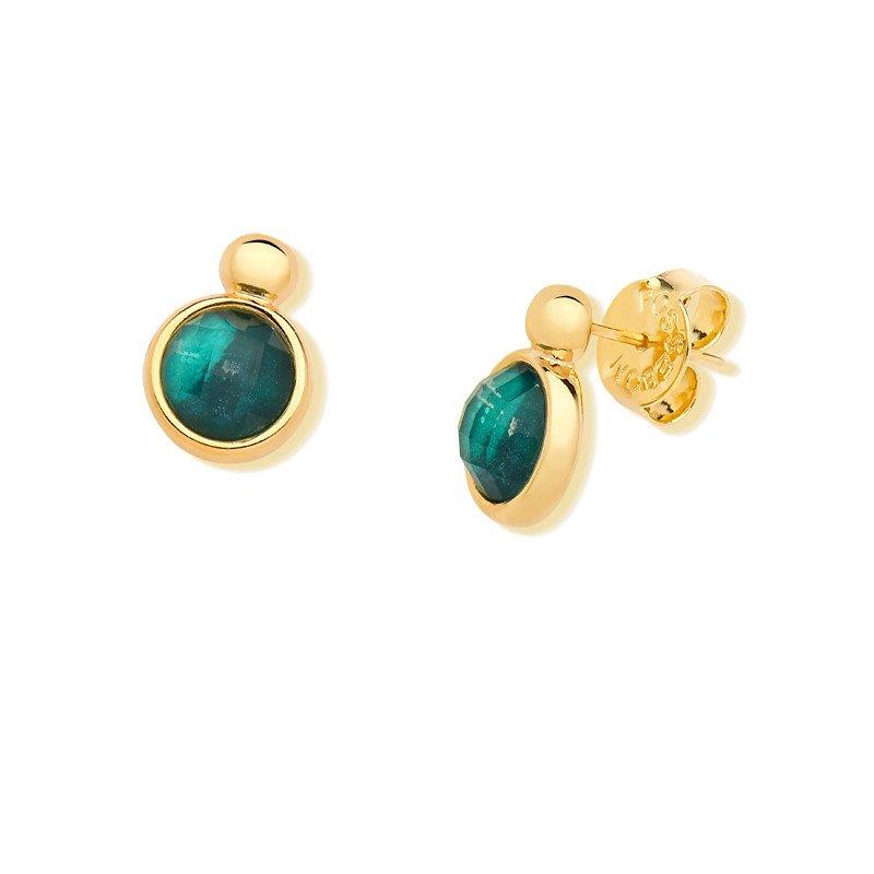 Emerald Stone Round Earrings
