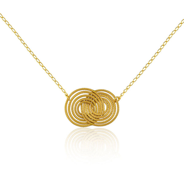 Entwined Golden Grass Necklace with Hoops