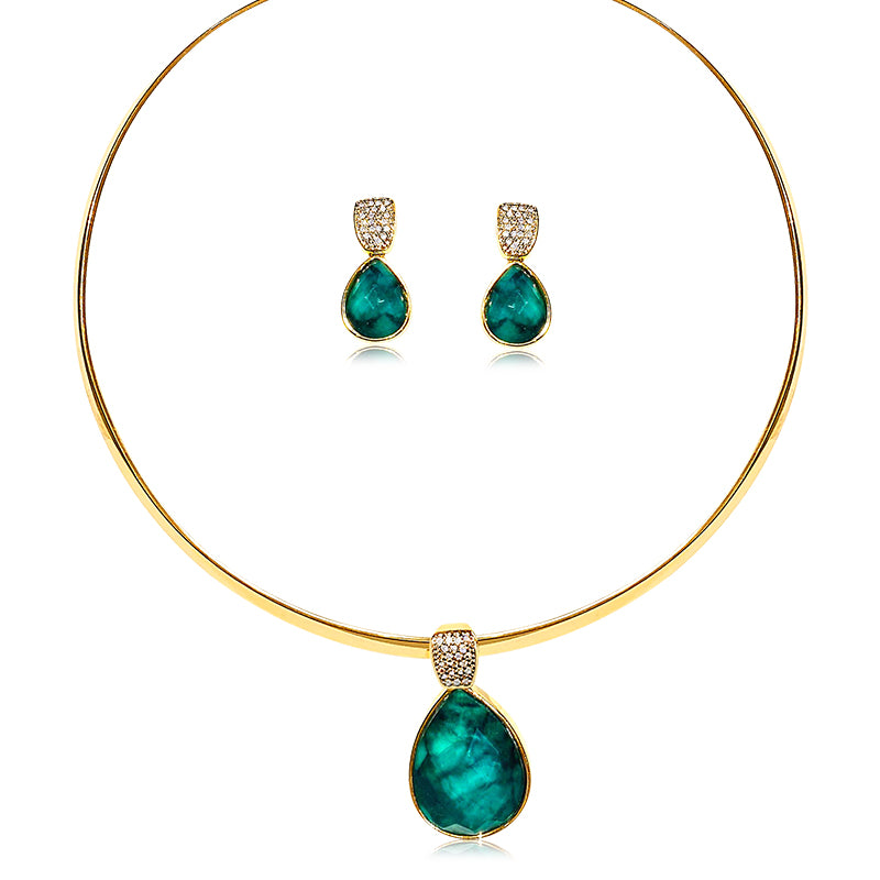 Gemstone Set with Earrings and Emerald Choker
