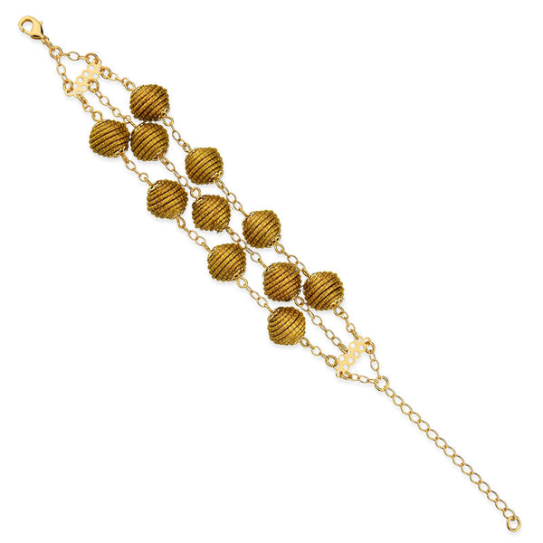 Golden Grass Bead and Lines Bracelet