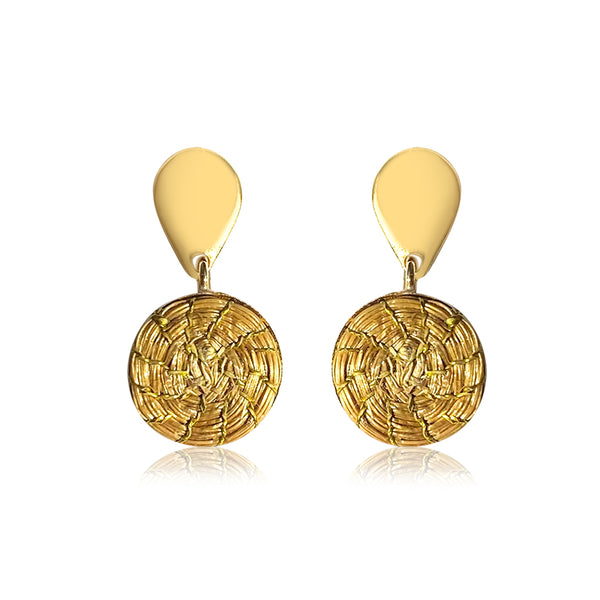 Golden Grass Mandala Pendant Earrings