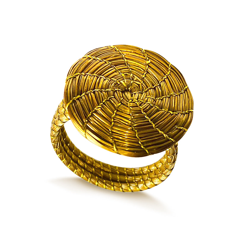 Golden Grass Mandala Ring