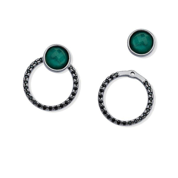 Silver Earrings with Emerald Stone