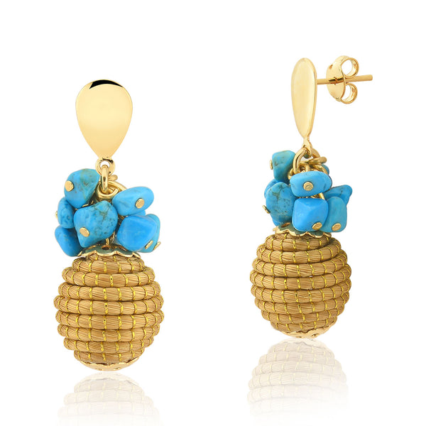 Globe earrings Capim Dourado and Lapis Lazuli