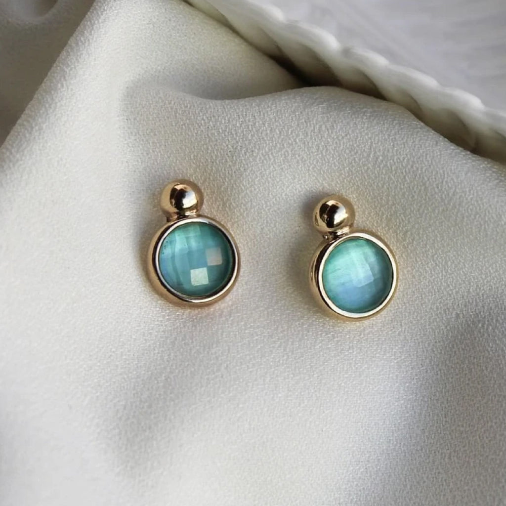 Blue Agate round earrings