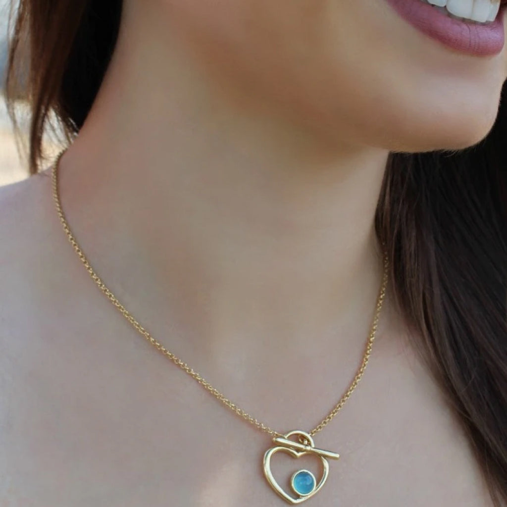Blue Sky Agate Heart Necklace