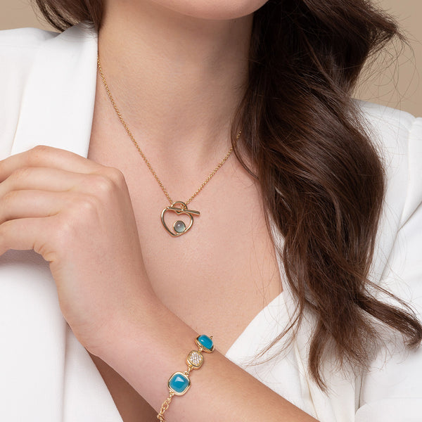 Bracelet two stones: Blue Agate and Zirconias