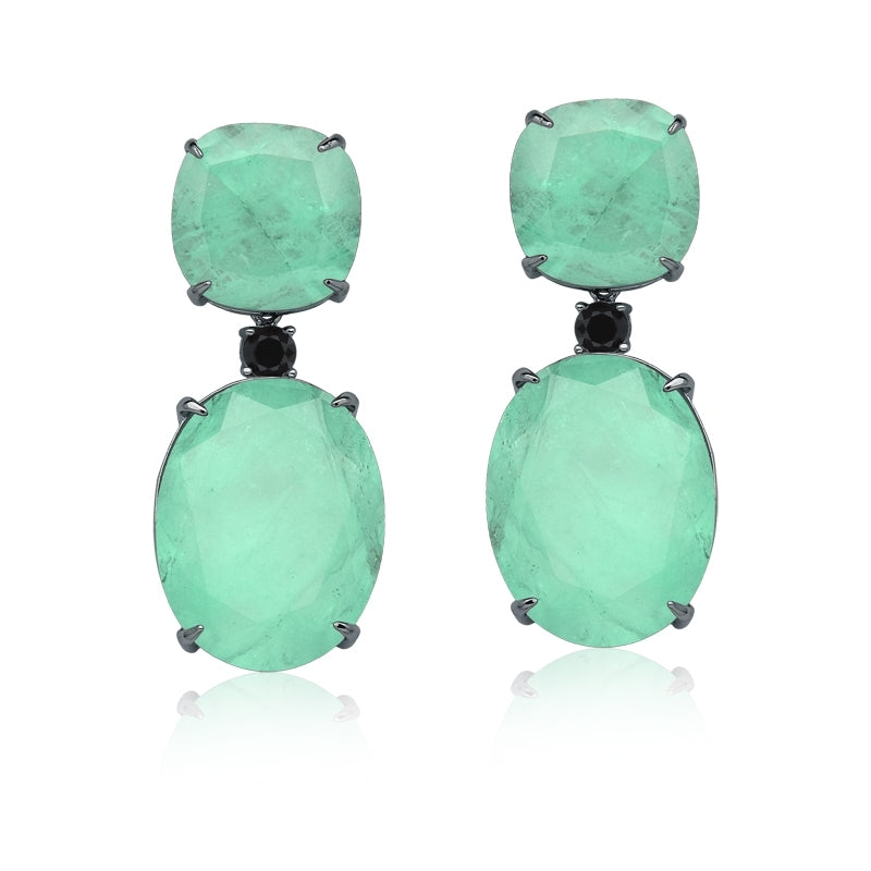 Double Stone Maxi Oval Earrings