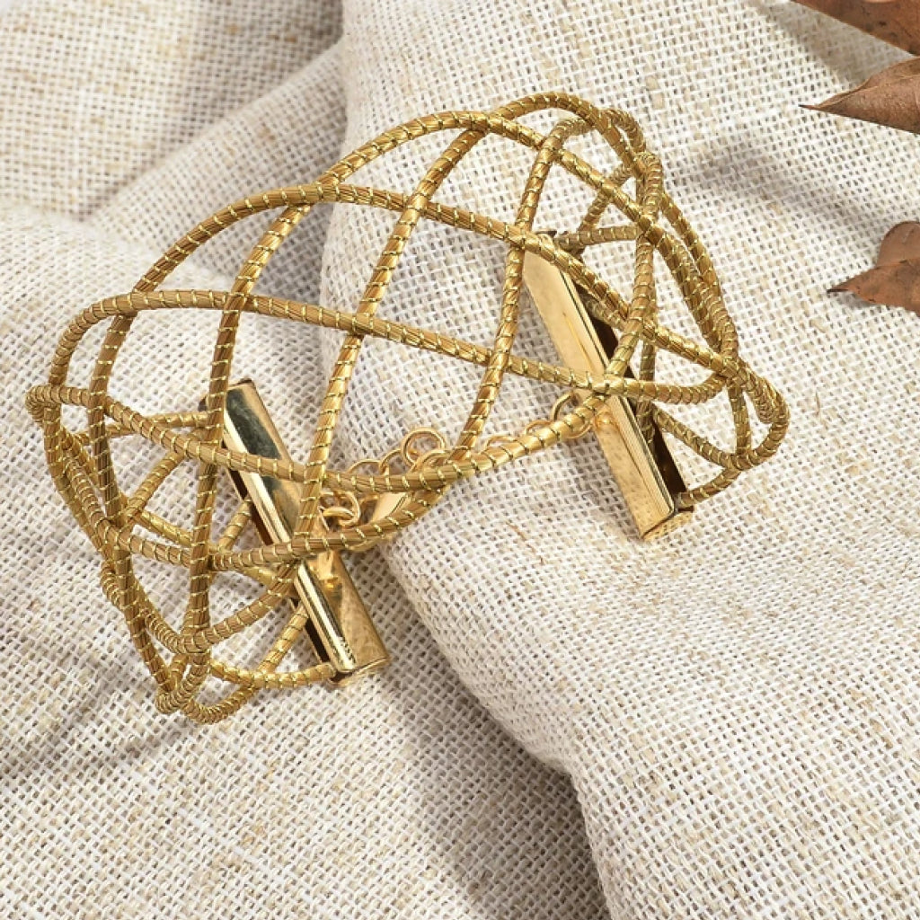 Golden Grass Bracelet  Wires Interlaced