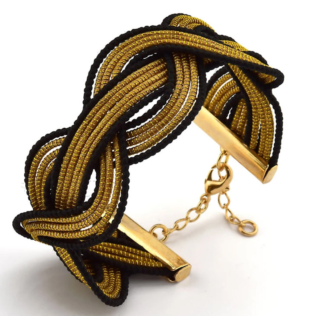 Golden Grass Bracelet and Black Thread Intertwined
