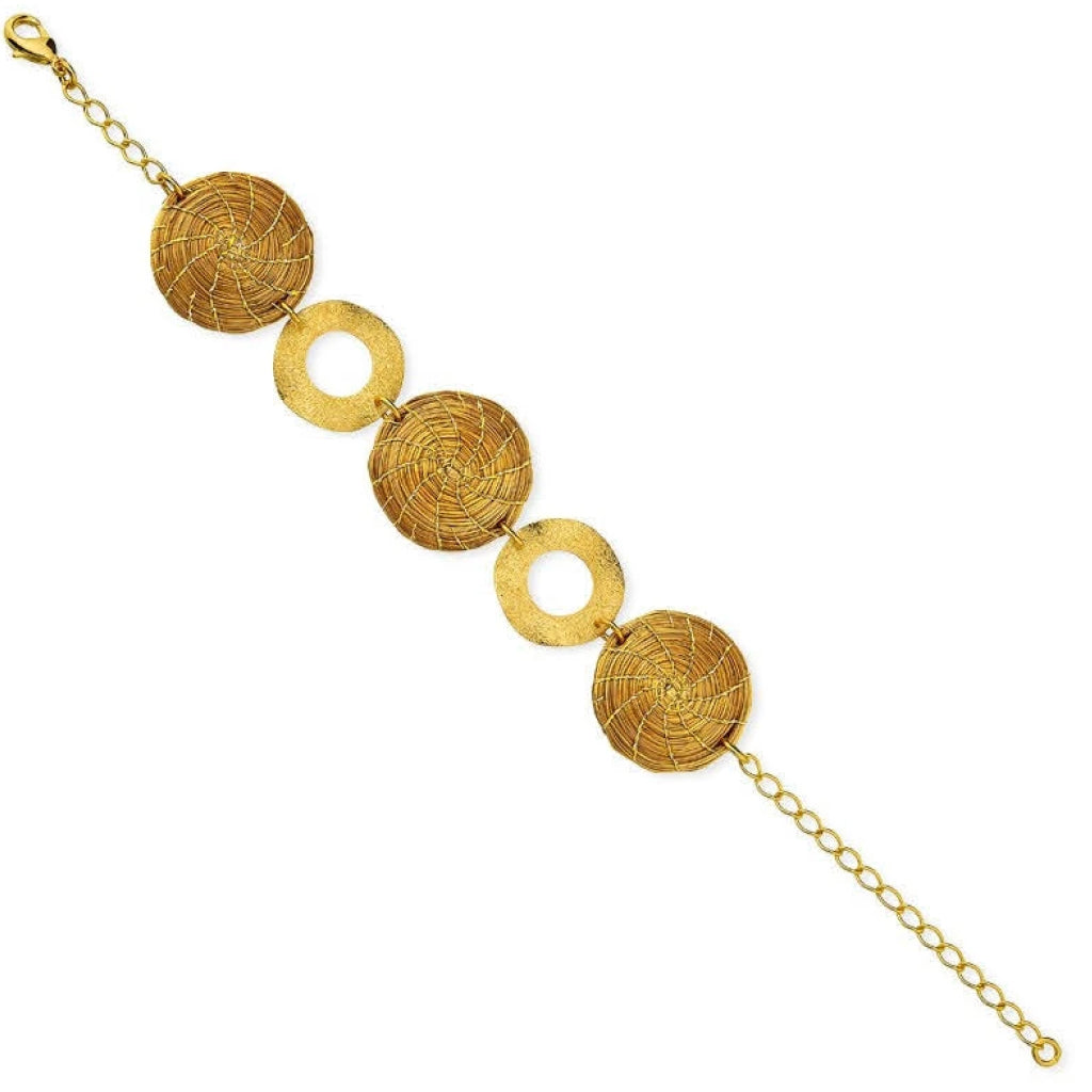 Golden Grass Mandala Bracelet and Hoops