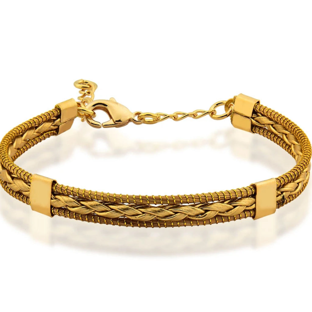 Golden Grass Triple Braid Bracelet