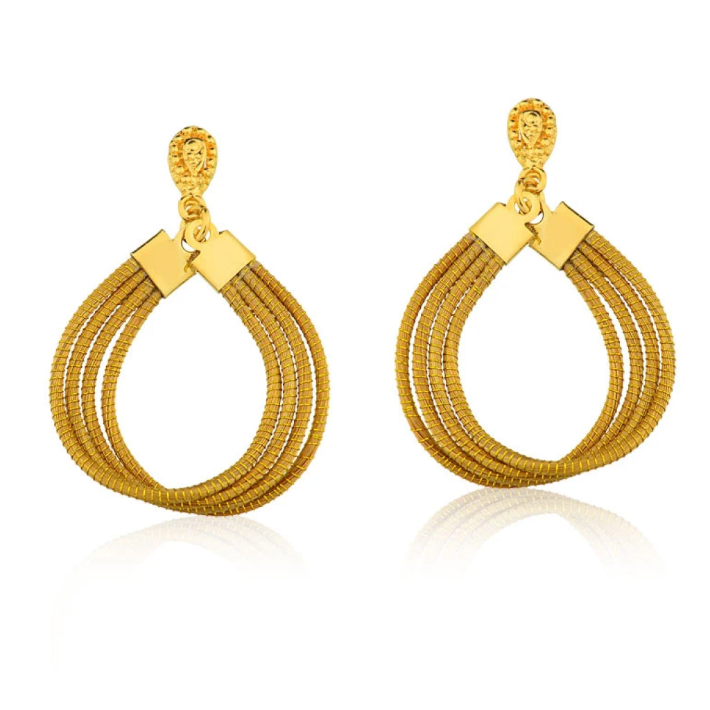 Golden Grass oval ring earrings