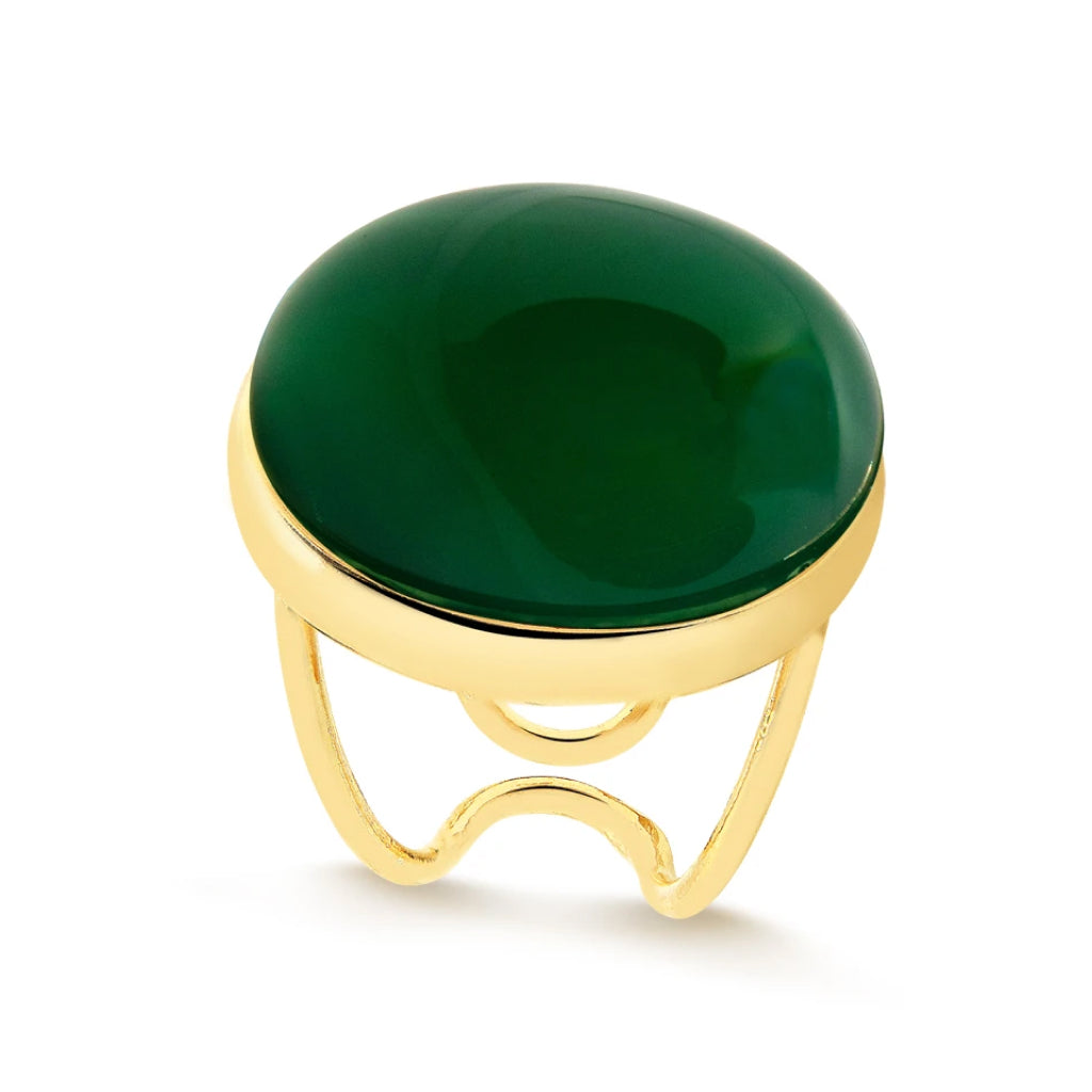 Green Agate Oval Ring