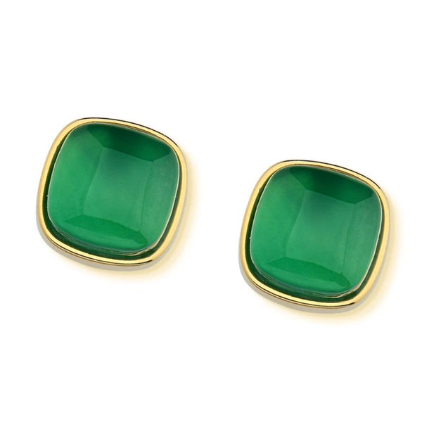 Green Agate Square Earring