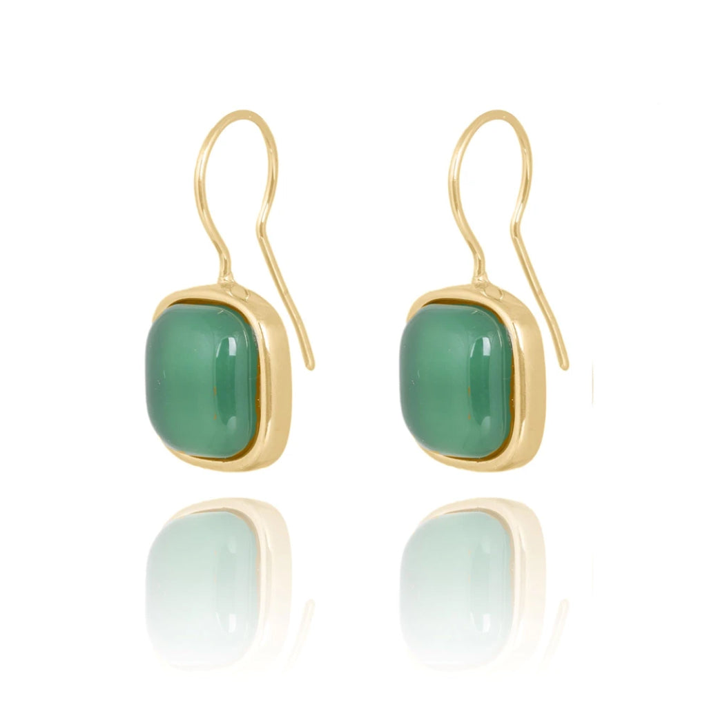 Green Quartz square hook earrings
