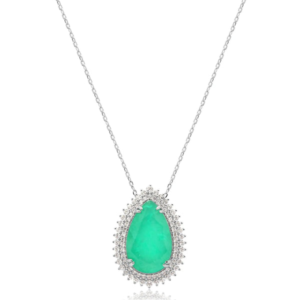 Green Tourmaline Fusion Stone drop necklace from heaven studded