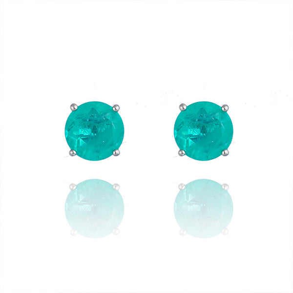 Green tourmaline Fusion Stone  round earrings
