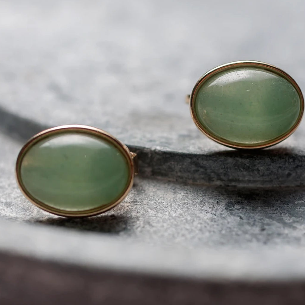 Oval Clip earrings  green quartz