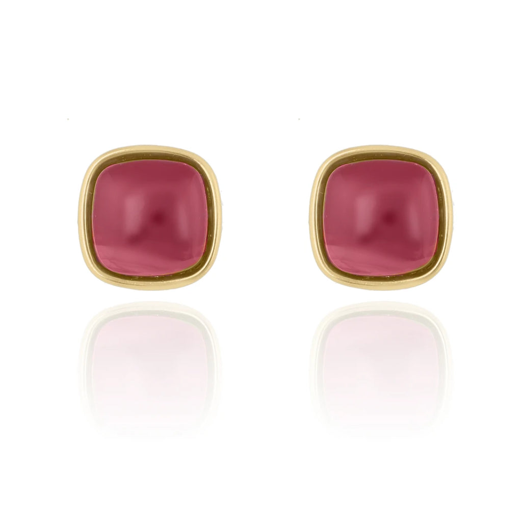 Red Agate square earrings