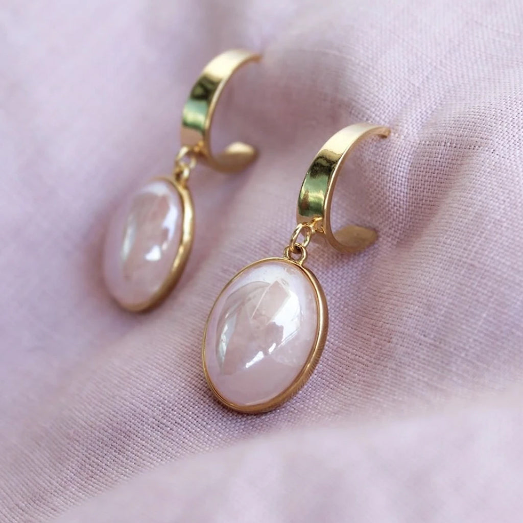 Rose Quartz oval earrings