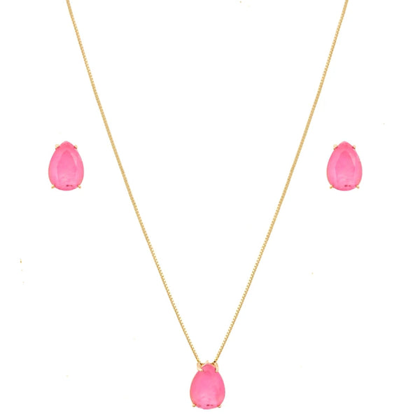 Set Of Earrings and Necklace Drops Of Pink Sunset