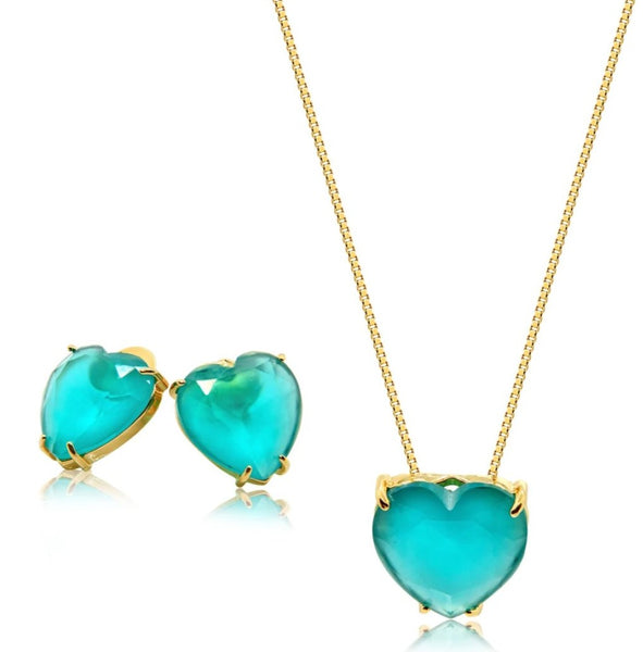 Sky Heart Earrings and Necklace Set