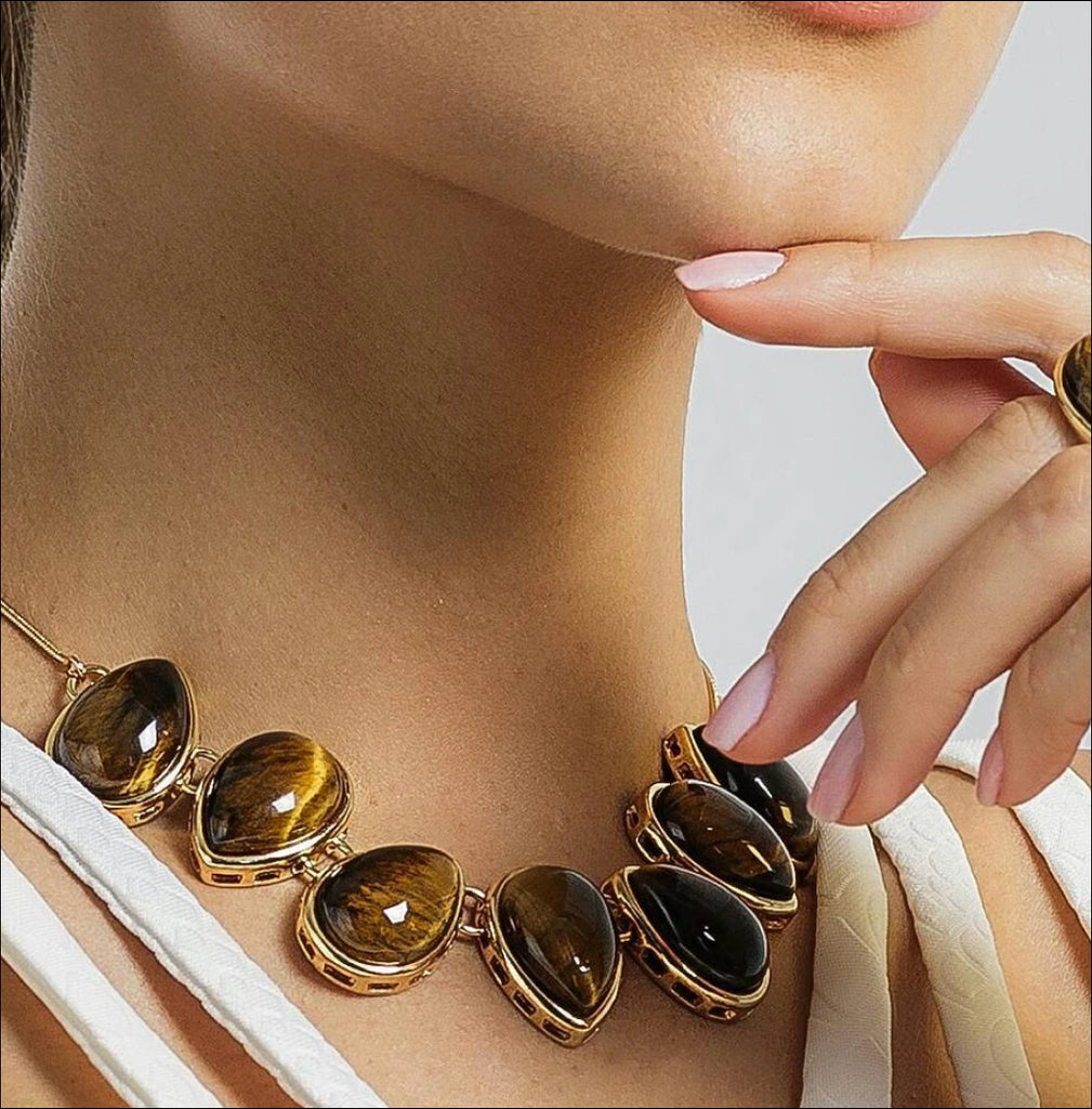 Tiger's Eye Earrings and Necklace Set