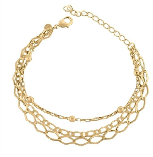 Triple Gold-plated Chains Bracelet