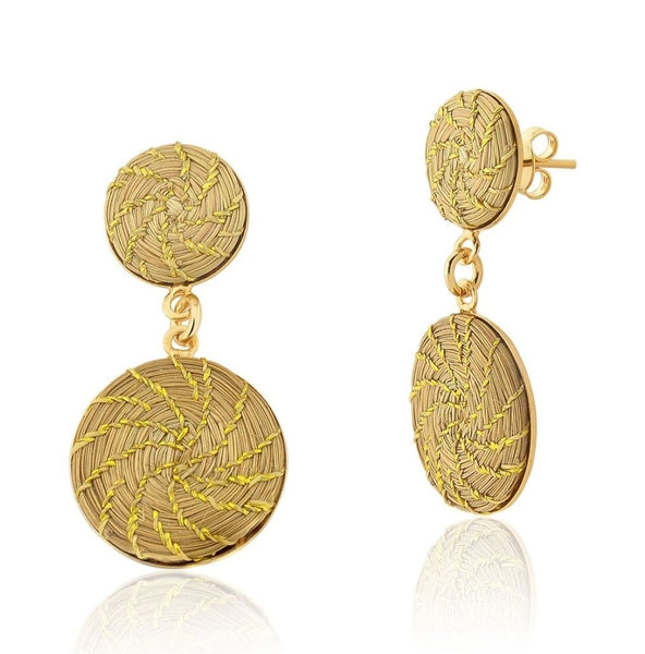 Two Mandalas Golden Grass Earrings