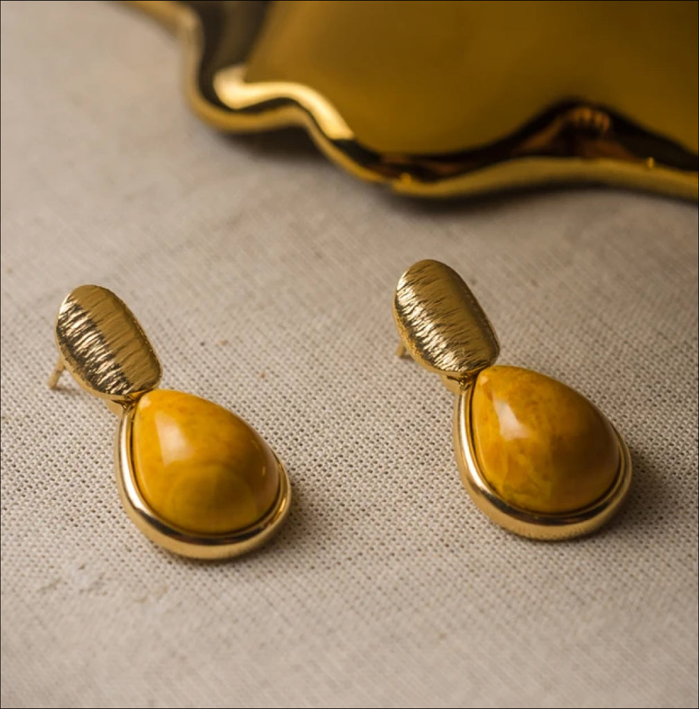 Yellow Howlite drop earrings